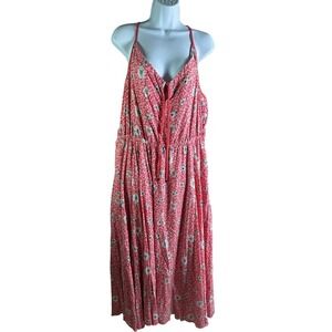For The Republic Pink Floral Maxi Dress XL Womens V-Neck Spaghetti Strap Rayon